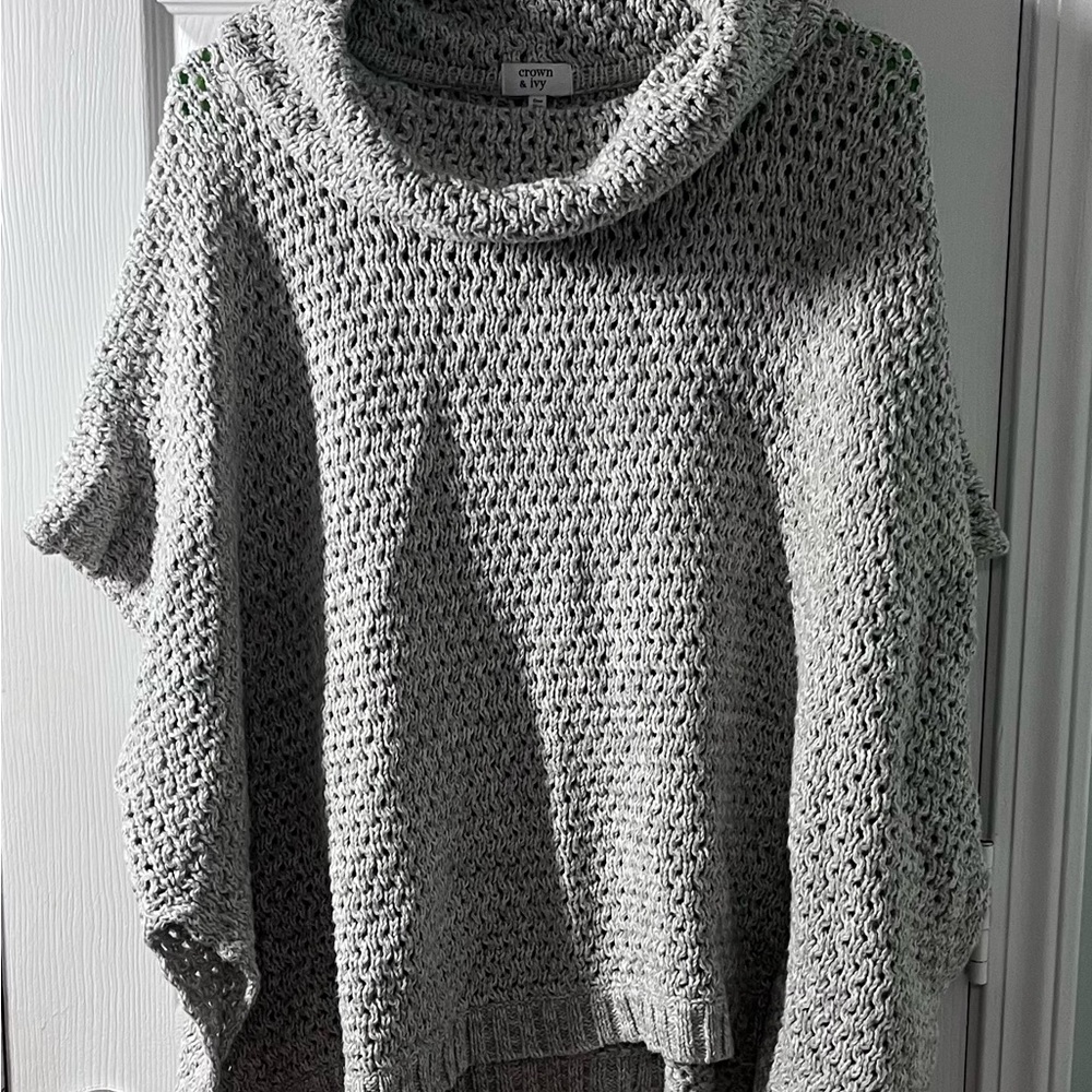 Crown & Ivy Light Gray Cowl Neck Sweater